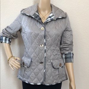 BURBERRY LONDON QUILTED BLACK & SILVER NOVA CHECK